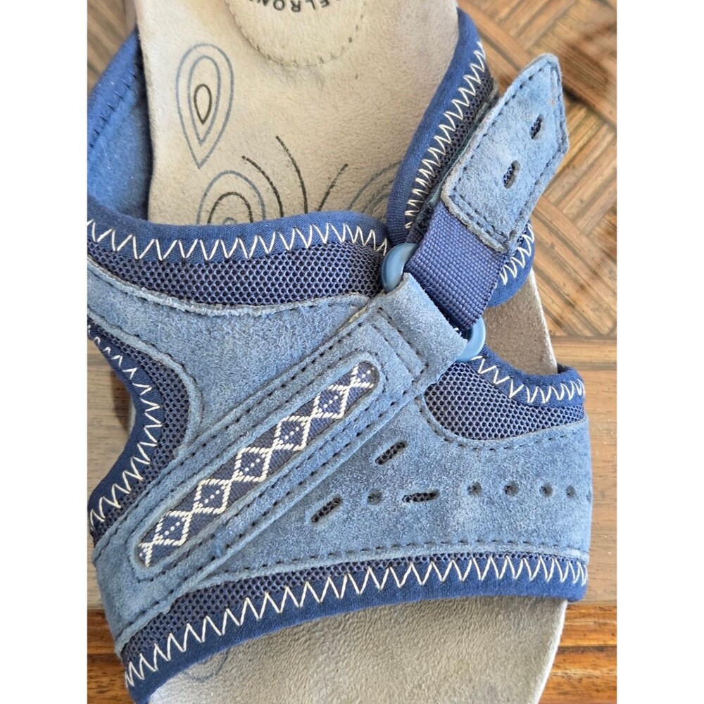Earth Spirit Comfort Sandals Blue Leather Slides Gelron Cushion 7 - Picture 10 of 15